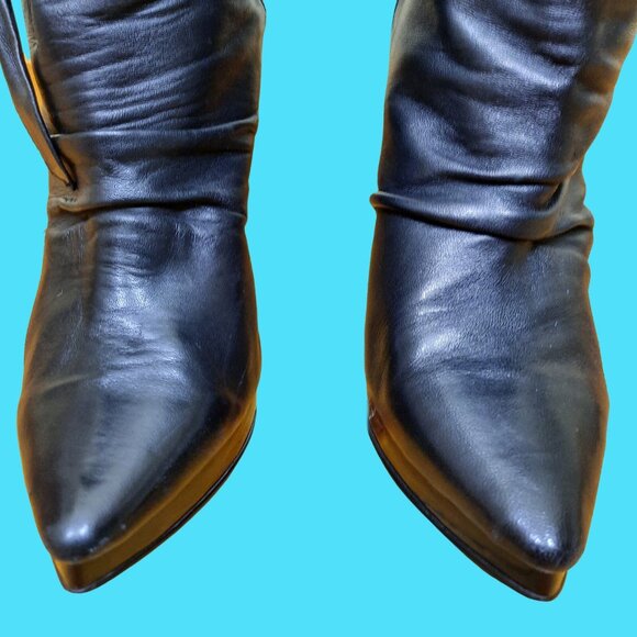 Y2K Aldo Black Leather Booties Ankle Boots Size 6 Pointed Toe Stiletto EUR 36 - Picture 8 of 16